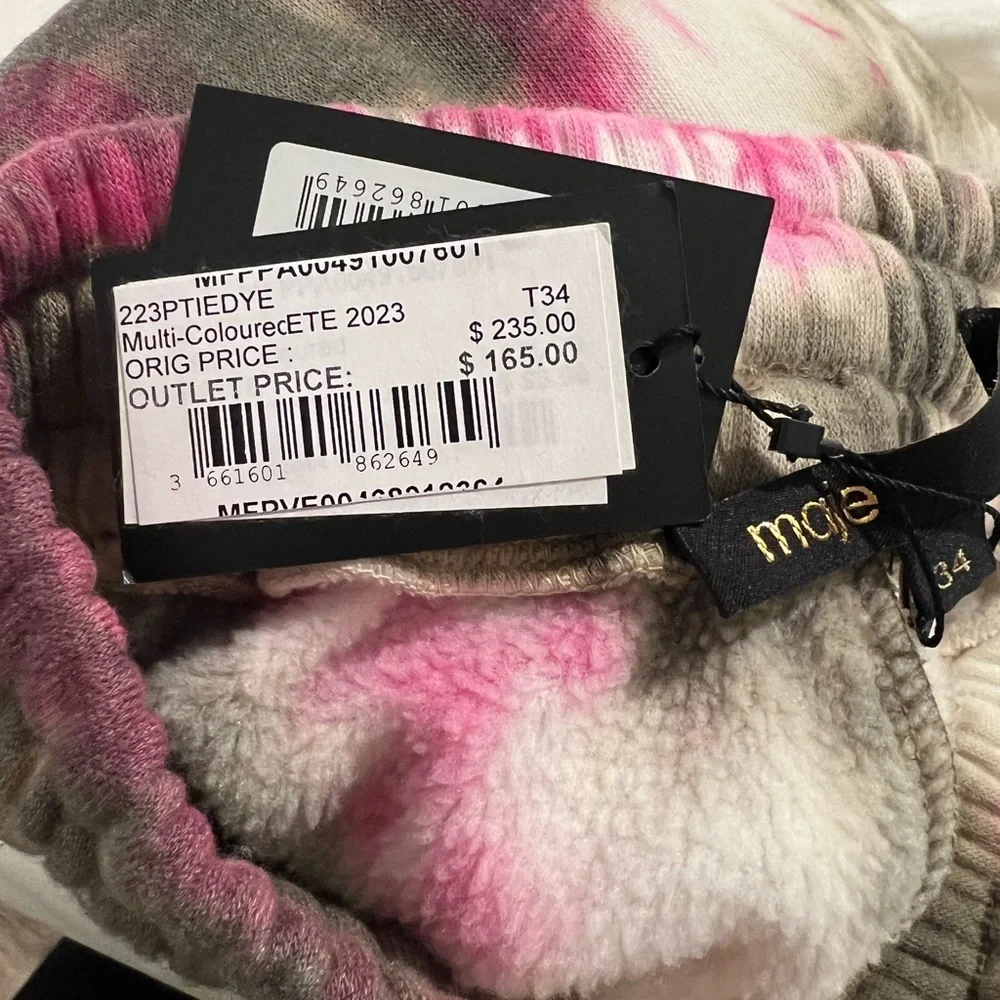 Maje Tie Dye Pink Green Women’s Sweatpants FR 34 US XS NWT